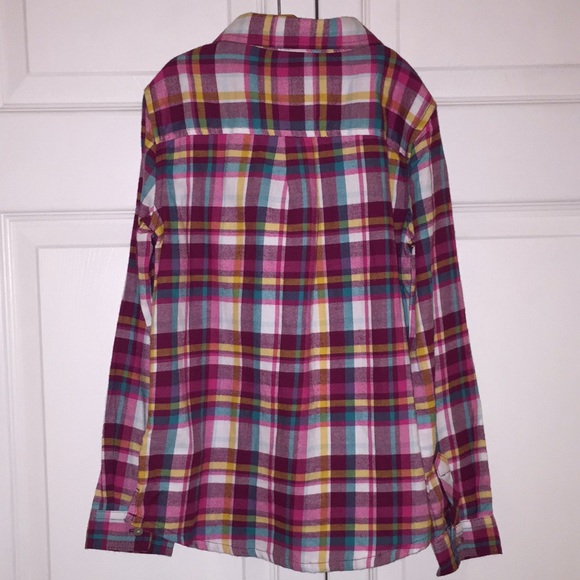 Lands' End Girls Soft Flannel Plaid Button Down Shirt Size Small 7-8 - Picture 7 of 9
